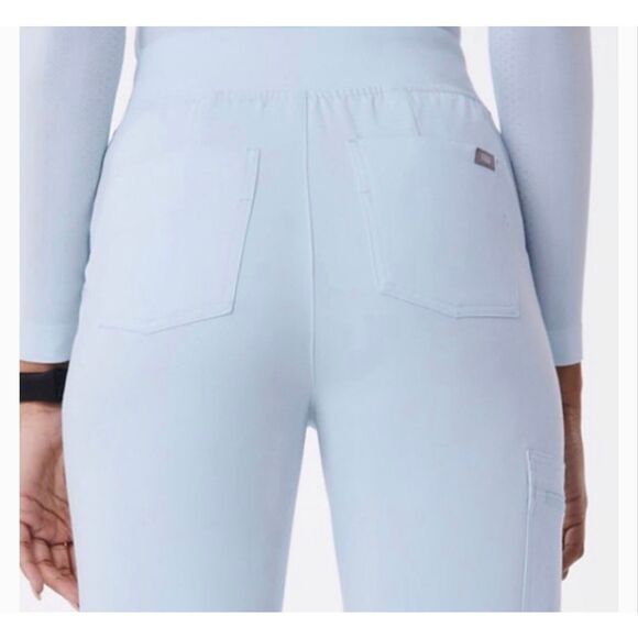 NWT women’s FIGS Zamora Blue with Neon WAIST TIE Jogger Scrub Pants SZ XS - Picture 2 of 11